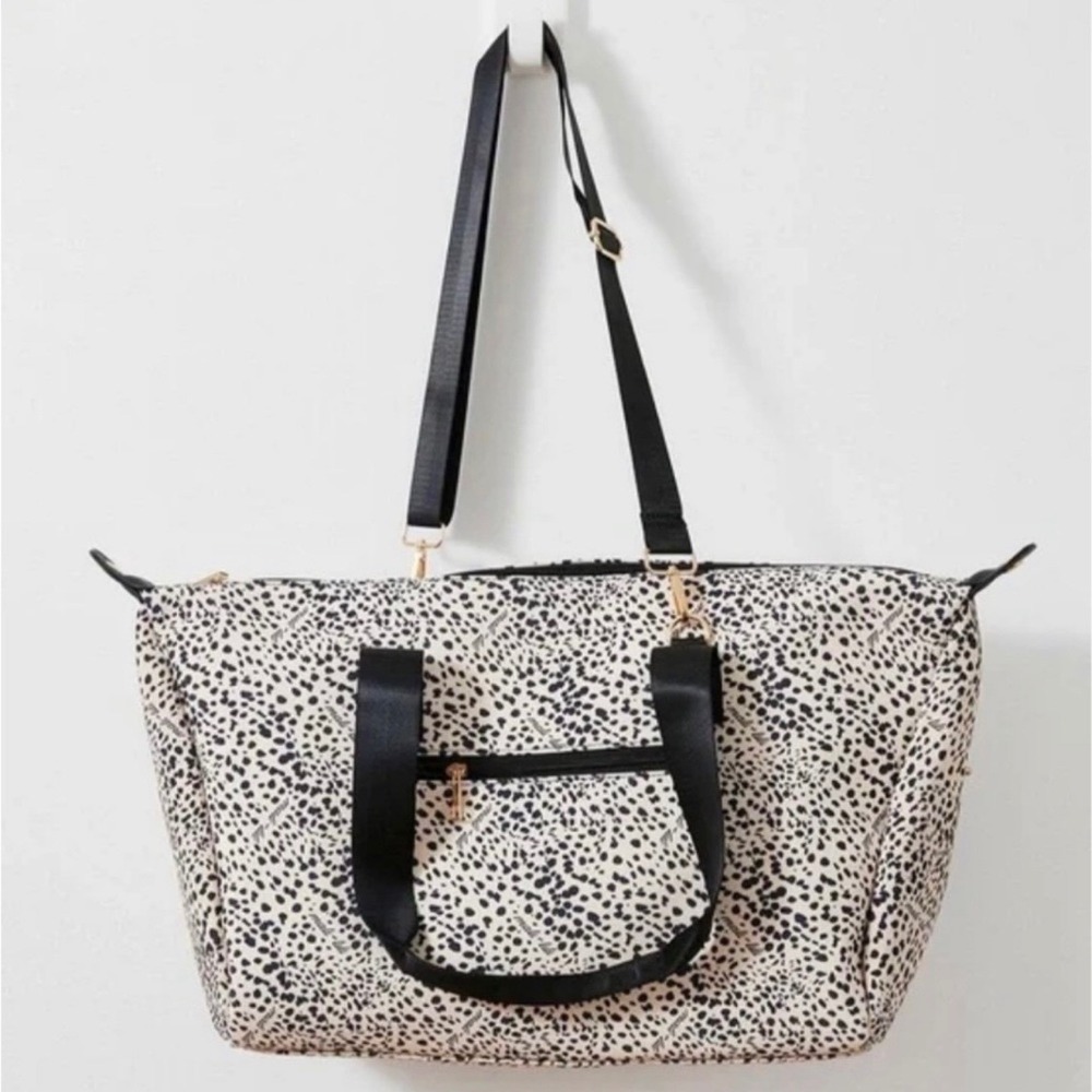 Mali + Lili Animal‎ Print Weekender Bag Tan Black Dalmatian FabFitFun NEW